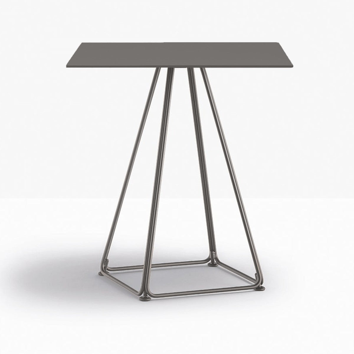 Table complète carrée Lunar Pedrali — plateau acier et piètement fil d'acier coloris Gris anthracite GA