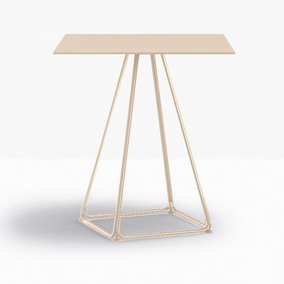 Table complète carrée Lunar Pedrali — plateau acier et piètement fil d'acier coloris Sable clair SA200
