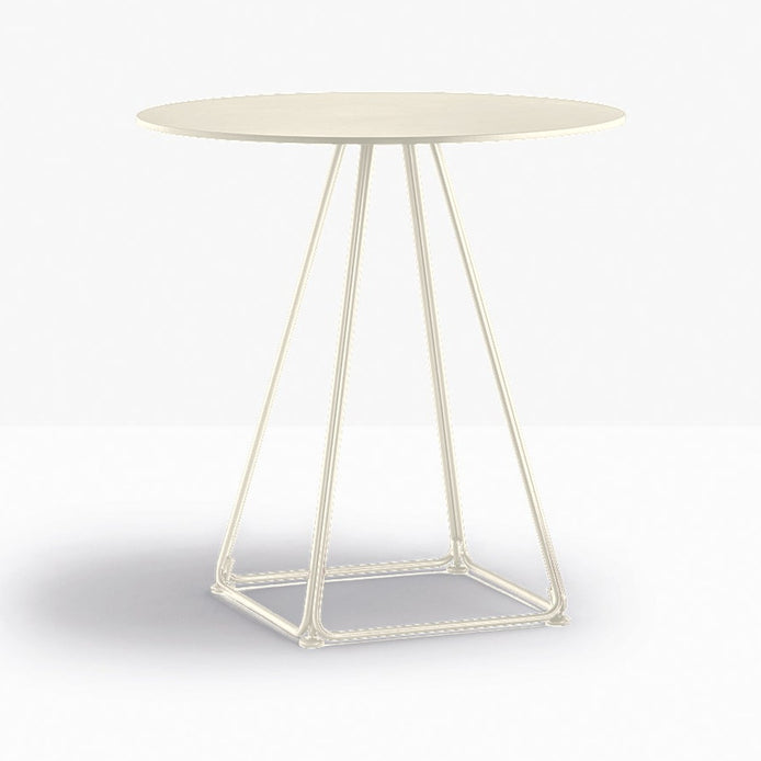 Table complète ronde Lunar Pedrali — coloris Blanc cassé BI200