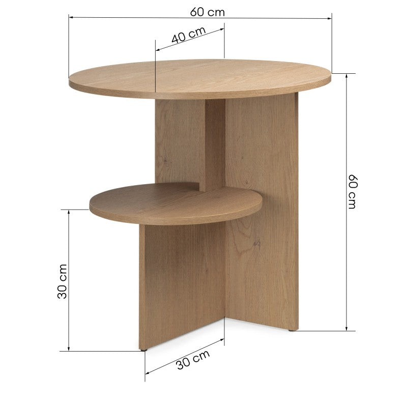 Table d'appoint Eso 2 plateaux — Chêne