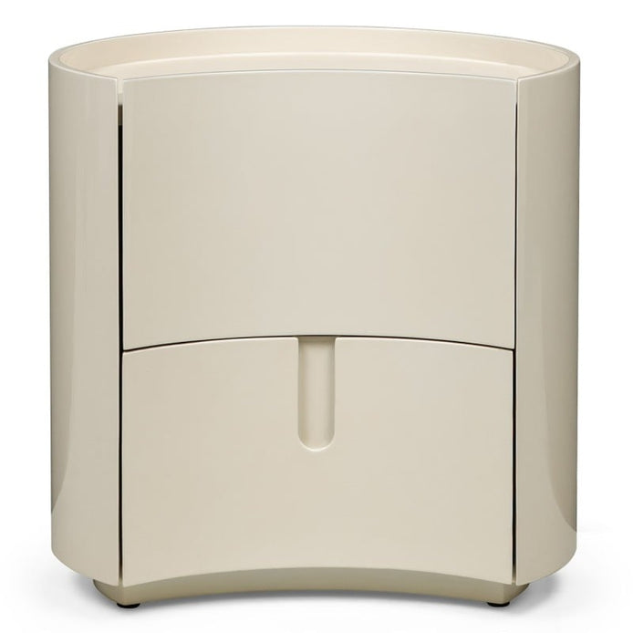 Table de chevet Enav 2 tiroirs blanc crème — vue d'ensemble