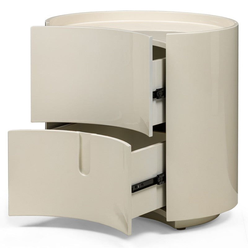 Table de chevet Enav 2 tiroirs blanc crème