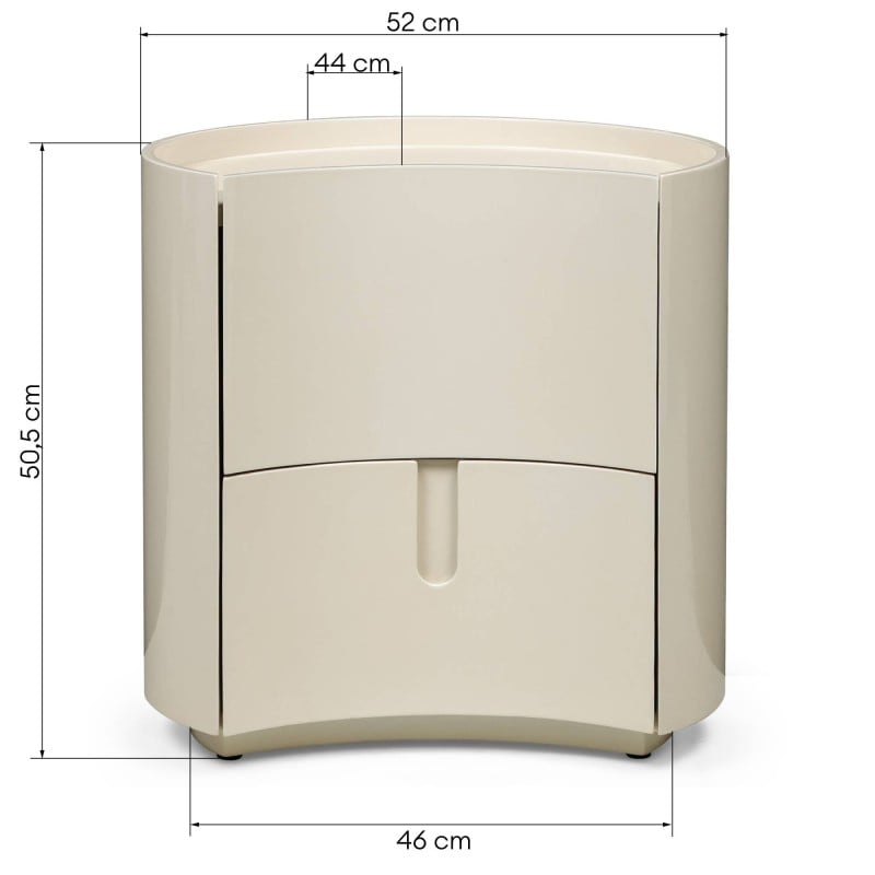 Table de chevet Enav 2 tiroirs blanc crème