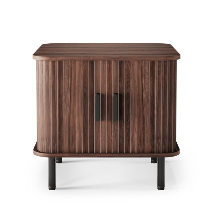 Table de chevet Epique à lamelles noyer — vue d'ensemble