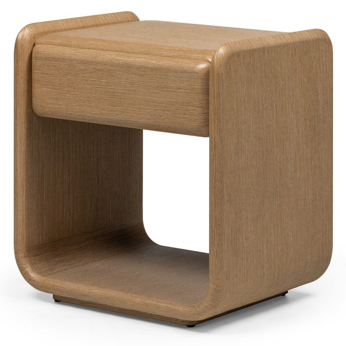 Table de chevet Oxn à tiroir chêne naturel — vue d'ensemble