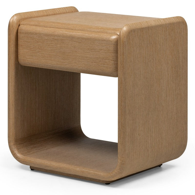 Table de chevet Oxn à tiroir chêne naturel — vue d'ensemble