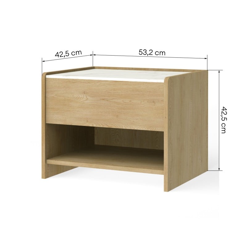Table de chevet Tanna aspect marbre — Chêne