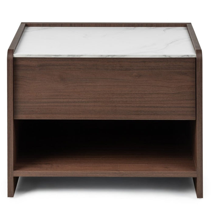 Table de chevet Tanna aspect marbre — Noyer — vue d'ensemble