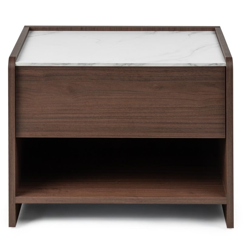 Table de chevet Tanna aspect marbre — Noyer — vue d'ensemble