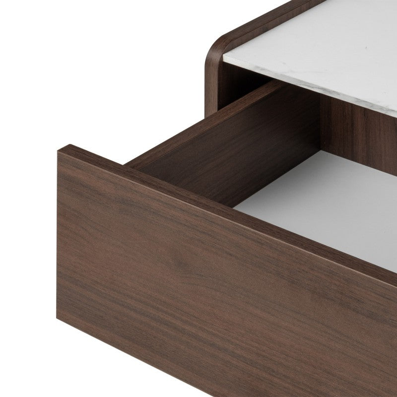 Table de chevet Tanna aspect marbre — Noyer