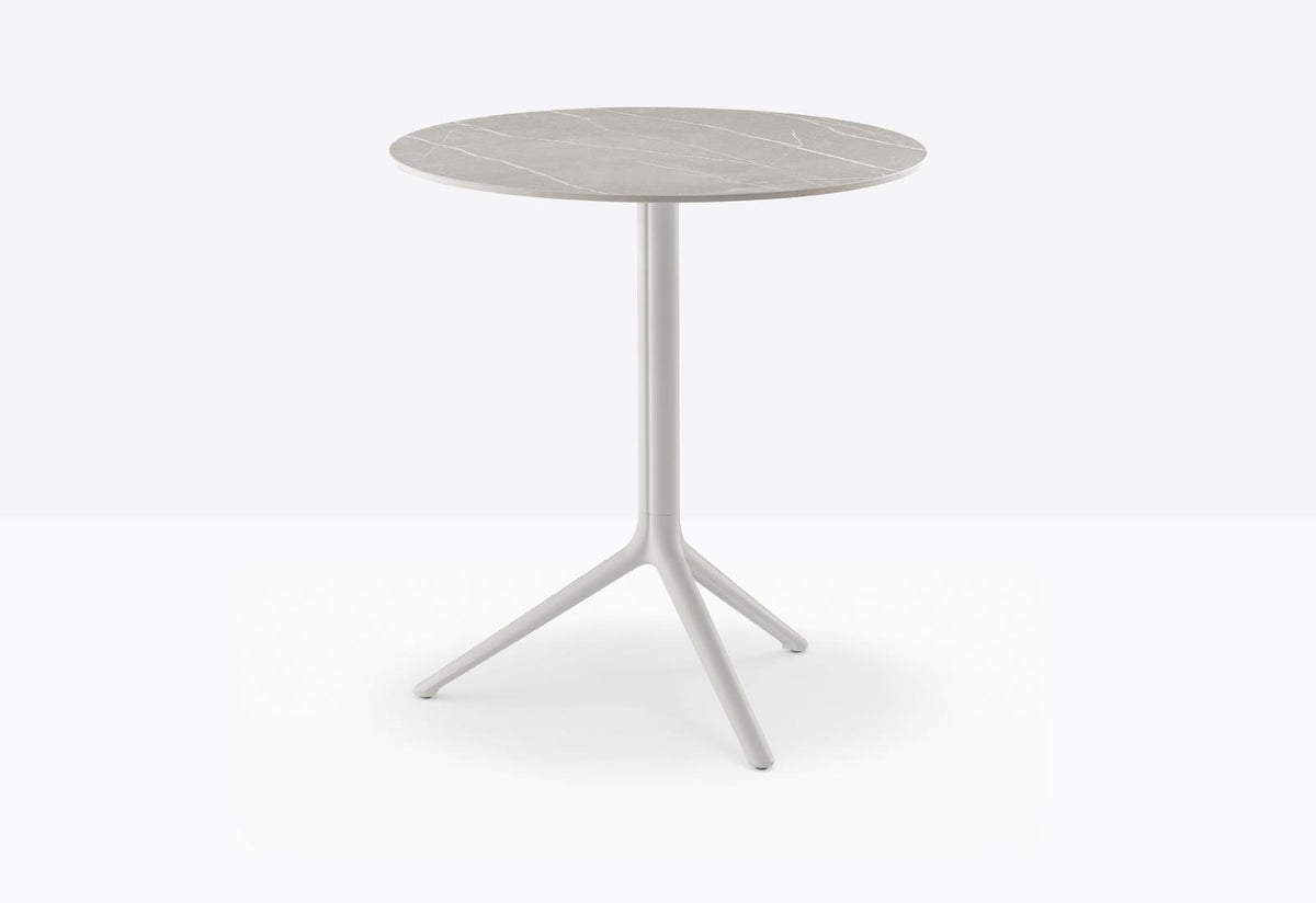 Piètement Elliot et plateau rond acier Blanc cassé BI200