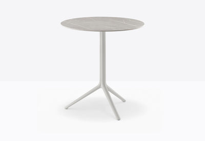 Piètement Elliot et plateau rond acier Blanc cassé BI200