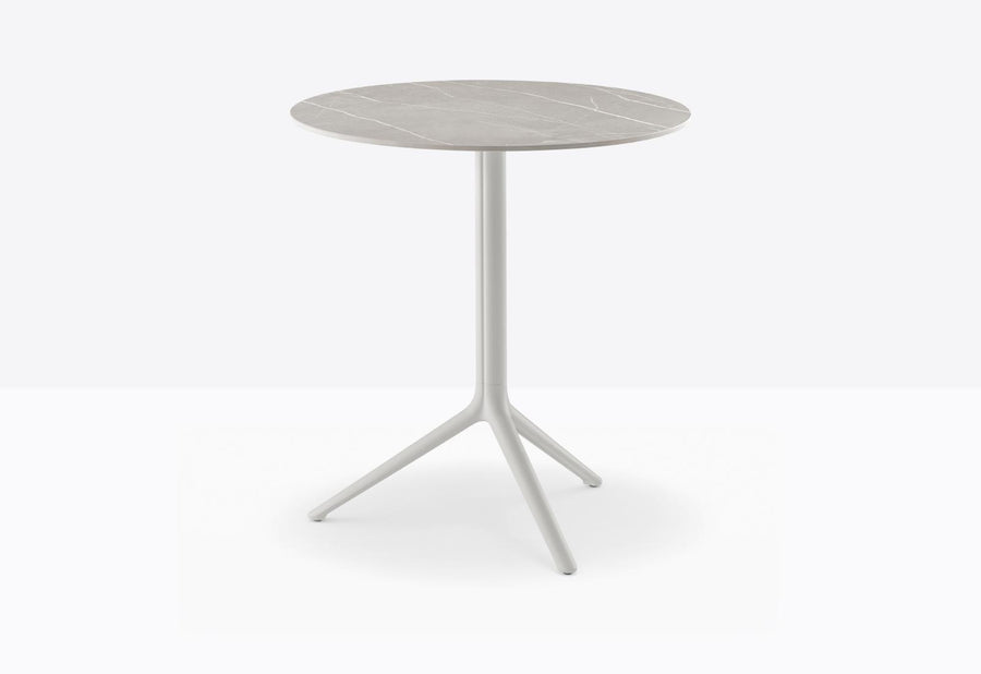 Piètement Elliot et plateau rond acier Blanc cassé BI200