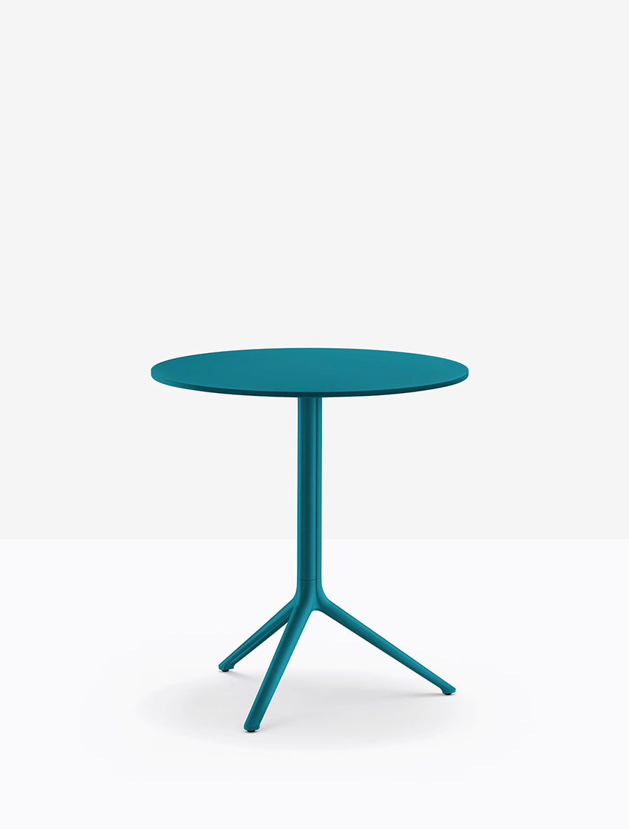 Piètement Elliot et plateau rond acier Bleu pétrole BL500