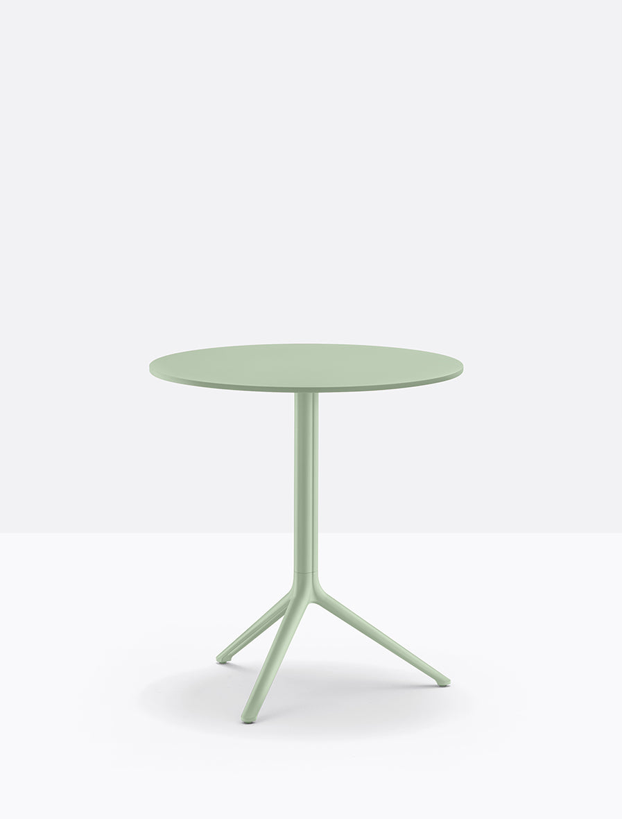 Piètement Elliot et plateau rond acier Vert sauge VE100