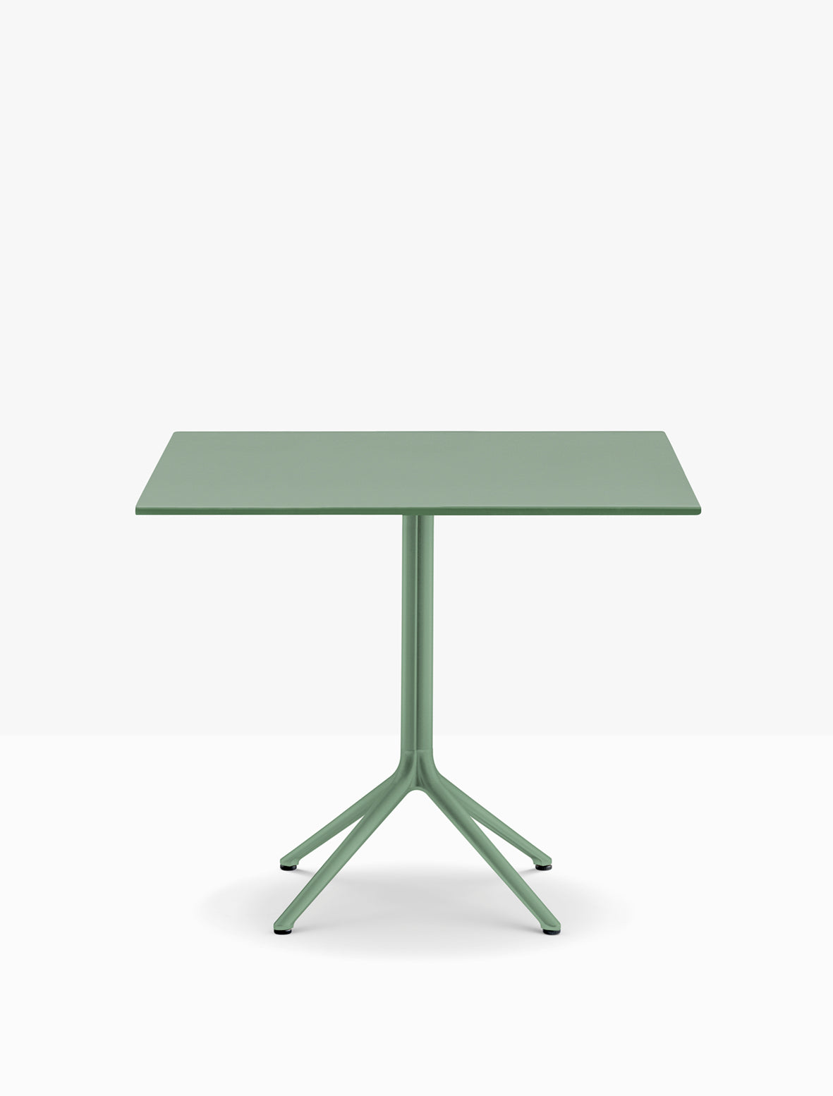 Piètement Elliot grand modèle et plateau carré acier 80×80 Vert d'eau VE600