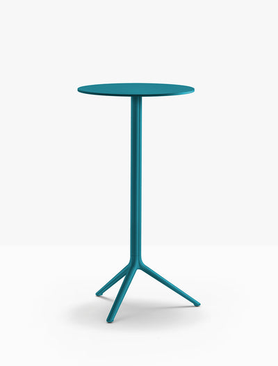 Piètement de bar Elliot et plateau rond acier Bleu pétrole BL500