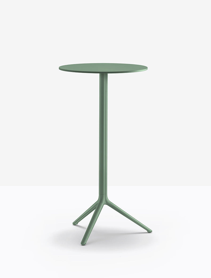 Piètement de bar Elliot et plateau rond acier Vert d'eau VE600