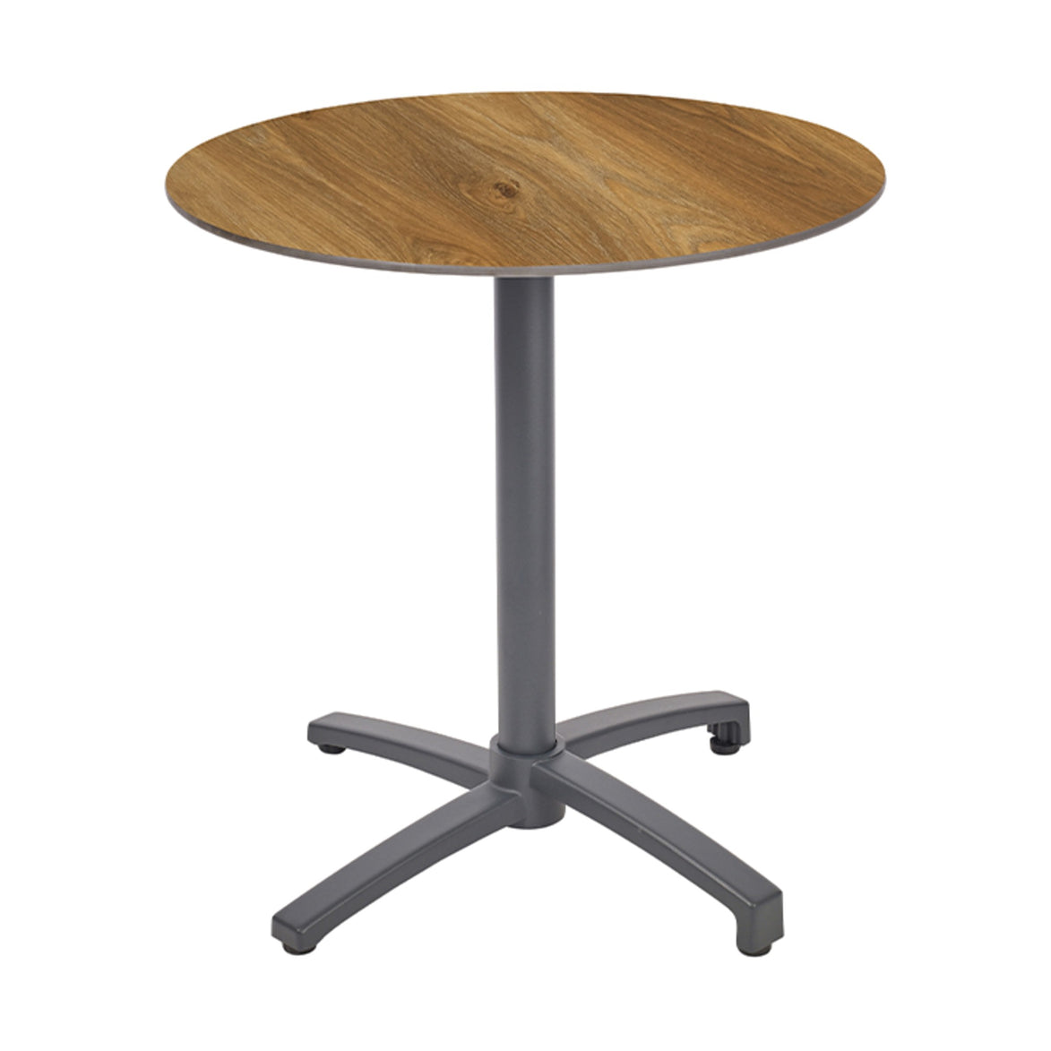 Table Kos Ezpeleta ronde, structure anthracite, plateau chêne foncé