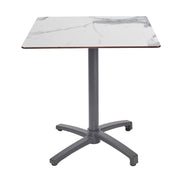 Table Kos Ezpeleta, structure anthracite, plateau marbre blanc
