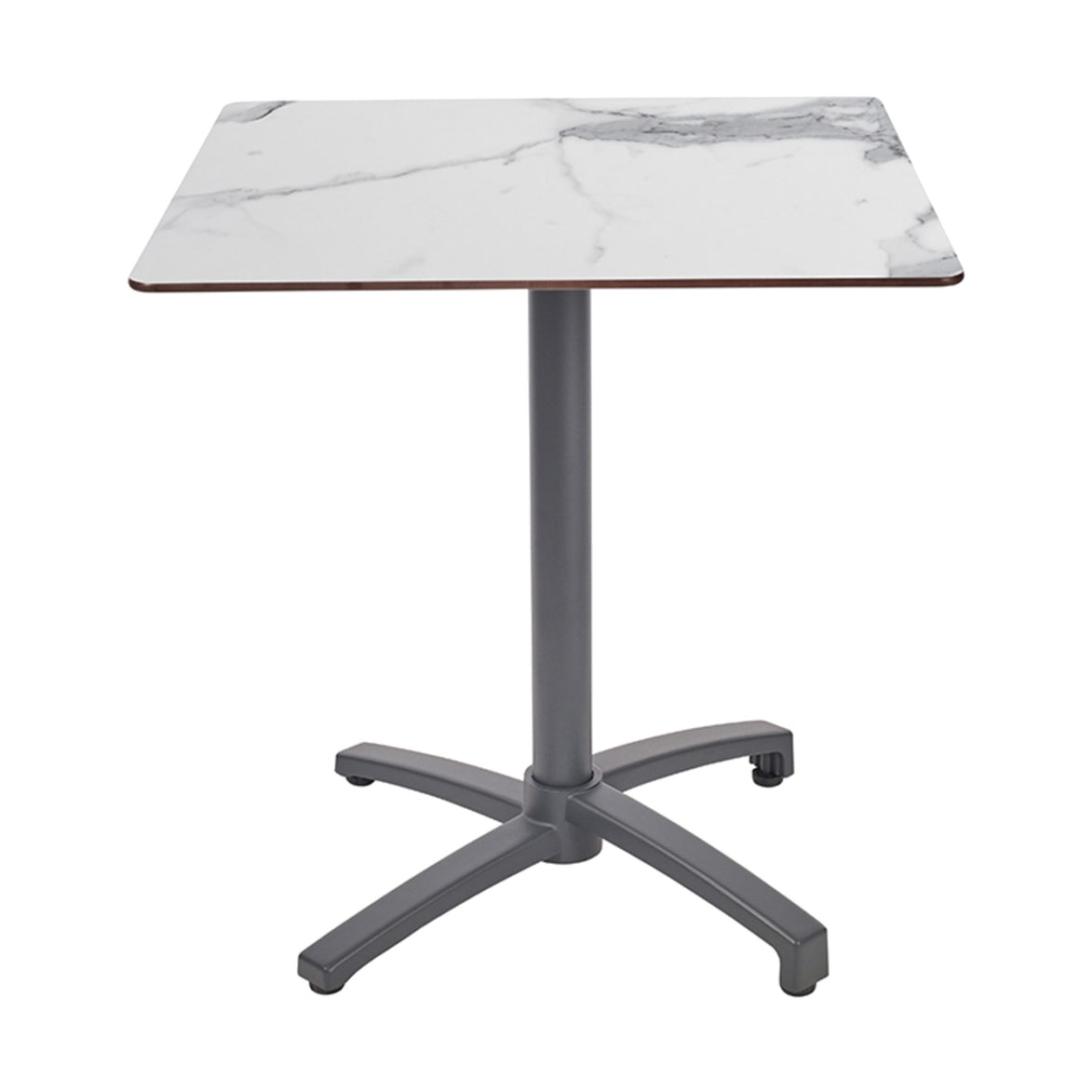 Table Kos Ezpeleta, structure anthracite, plateau marbre blanc
