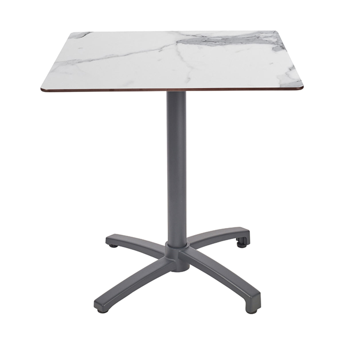 Table Kos Ezpeleta, structure anthracite, plateau marbre blanc