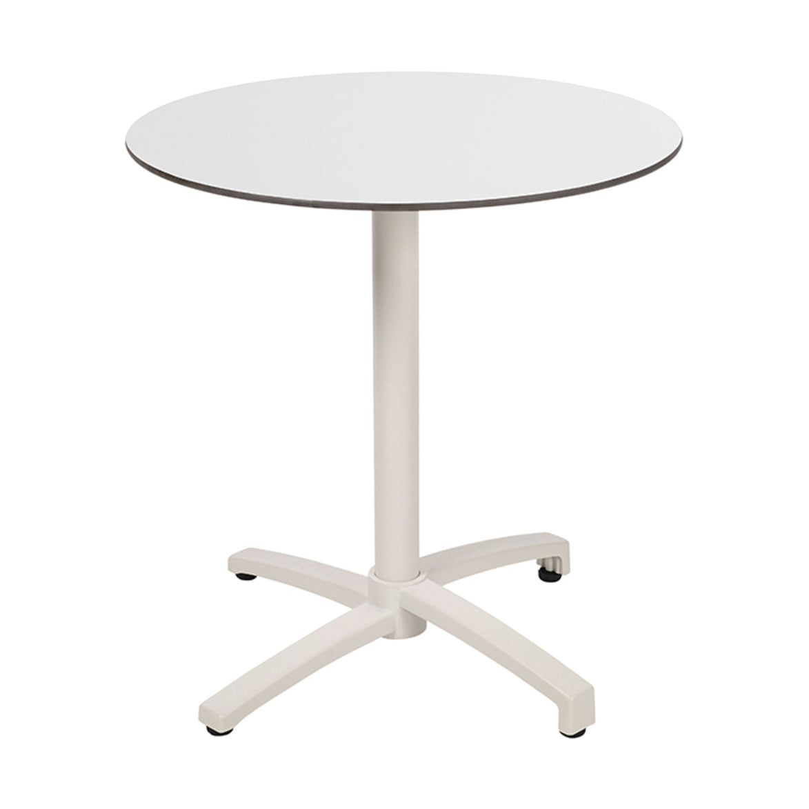 Table Kos Ezpeleta ronde, structure blanc, plateau blanc