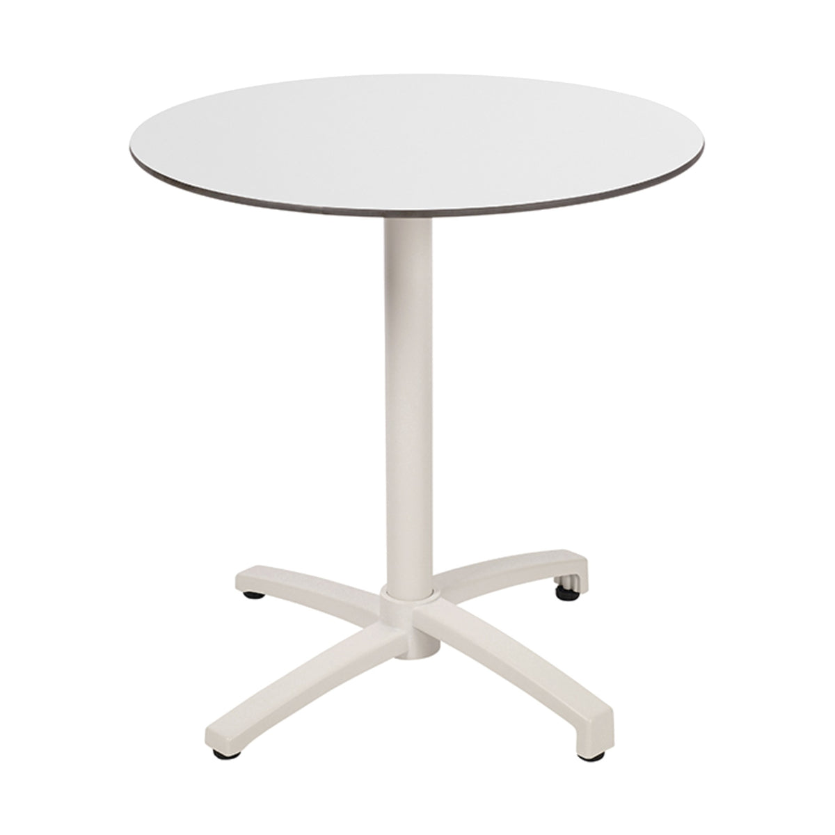 Table Kos Ezpeleta ronde, structure blanc, plateau blanc