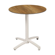 Table Kos Ezpeleta ronde, structure blanc, plateau chêne foncé