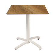Table Kos Ezpeleta, structure blanc, plateau chêne foncé