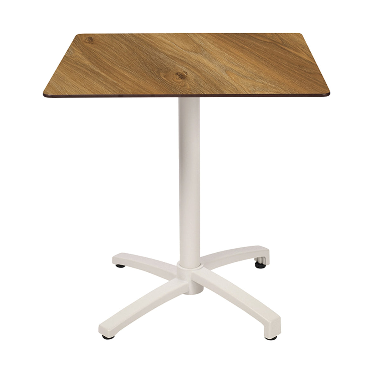 Table Kos Ezpeleta, structure blanc, plateau chêne foncé