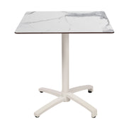 Table Kos Ezpeleta, structure blanc, plateau marbre blanc