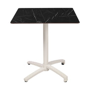 Table Kos Ezpeleta, structure blanc, plateau marbre noir