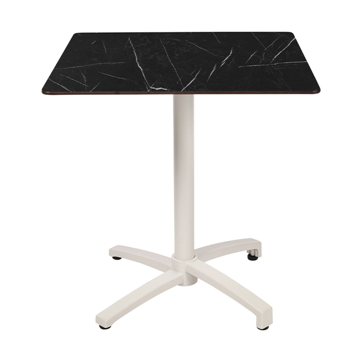 Table Kos Ezpeleta, structure blanc, plateau marbre noir