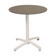Table Kos Ezpeleta ronde, structure blanc, plateau taupe