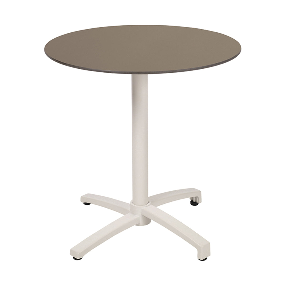 Table Kos Ezpeleta ronde, structure blanc, plateau taupe