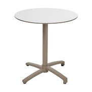 Table Kos Ezpeleta ronde, structure taupe, plateau blanc