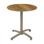 Table Kos Ezpeleta ronde, structure taupe, plateau chêne foncé