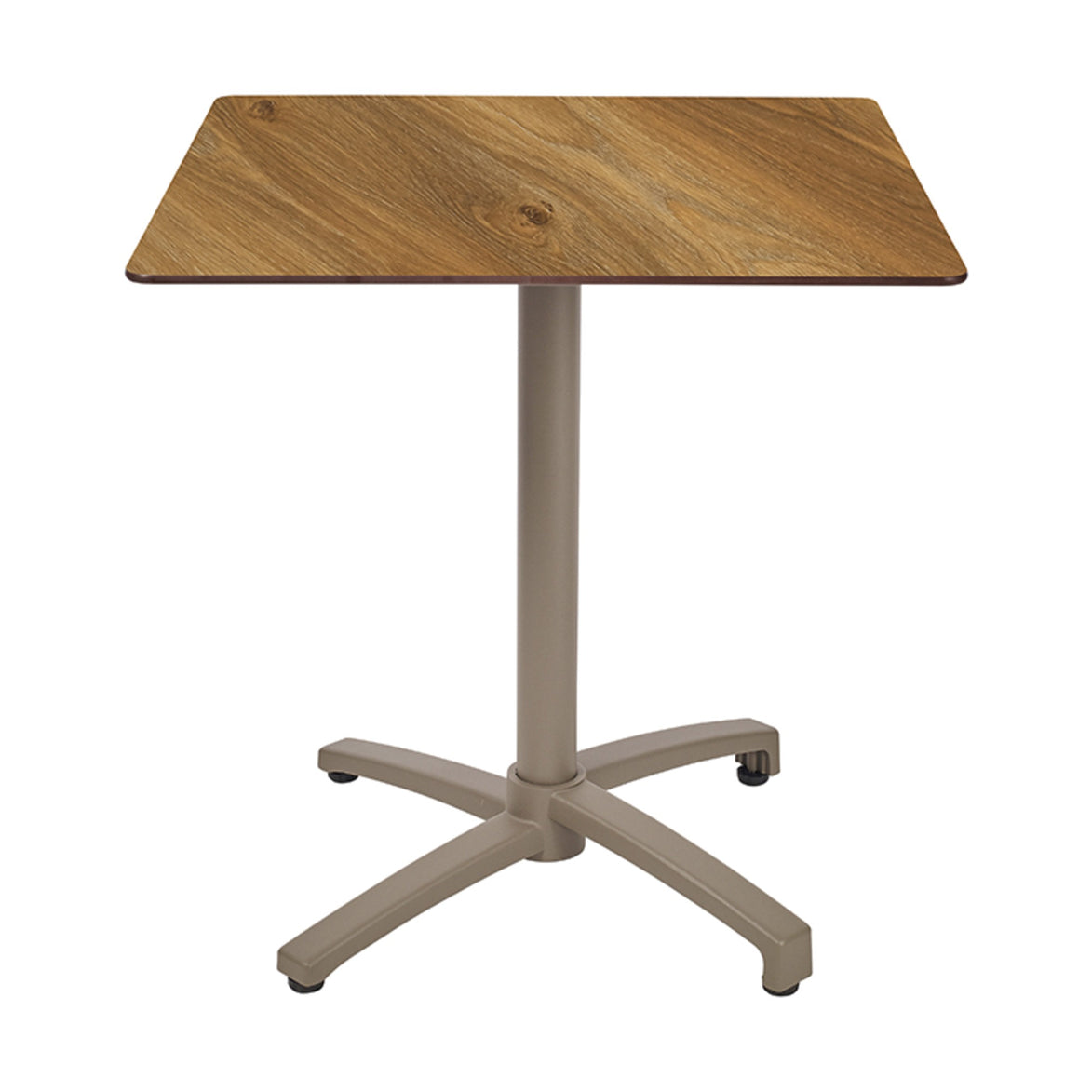Table Kos Ezpeleta, structure taupe, plateau chêne foncé