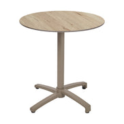 Table Kos Ezpeleta ronde, structure taupe, plateau chêne