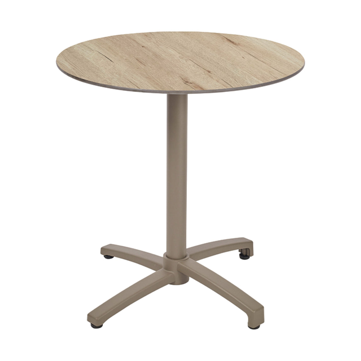 Table Kos Ezpeleta ronde, structure taupe, plateau chêne