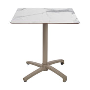 Table Kos Ezpeleta, structure taupe, plateau marbre blanc