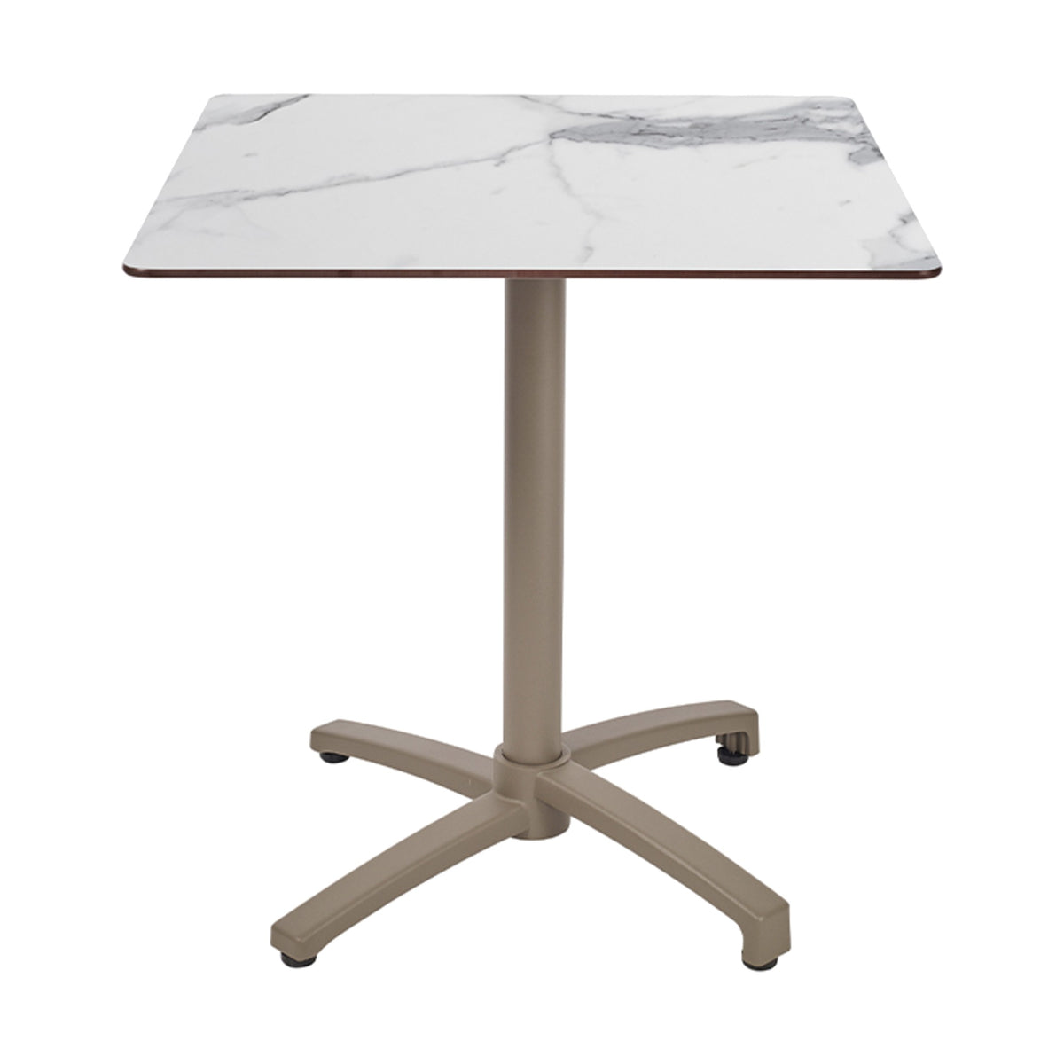 Table Kos Ezpeleta, structure taupe, plateau marbre blanc