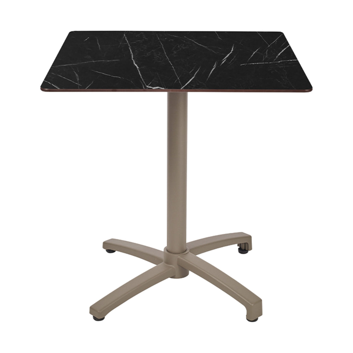 Table Kos Ezpeleta, structure taupe, plateau marbre noir