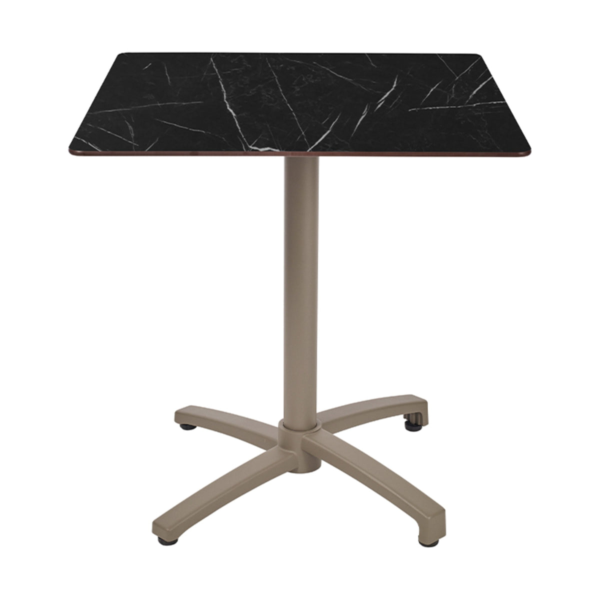 Table Kos Ezpeleta, structure taupe, plateau marbre noir