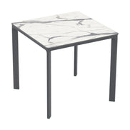 Table Meet Ezpeleta, structure anthracite, plateau marbre blanc
