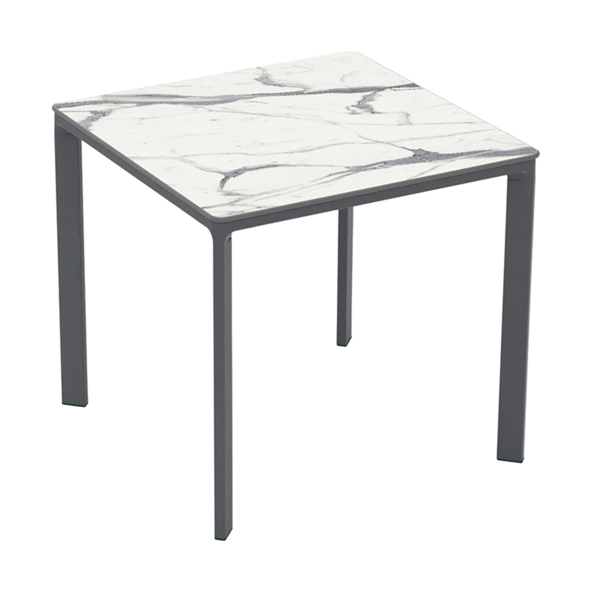Table Meet Ezpeleta, structure anthracite, plateau marbre blanc