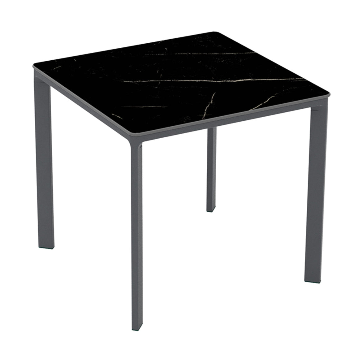 Table Meet Ezpeleta, structure anthracite, plateau marbre noir