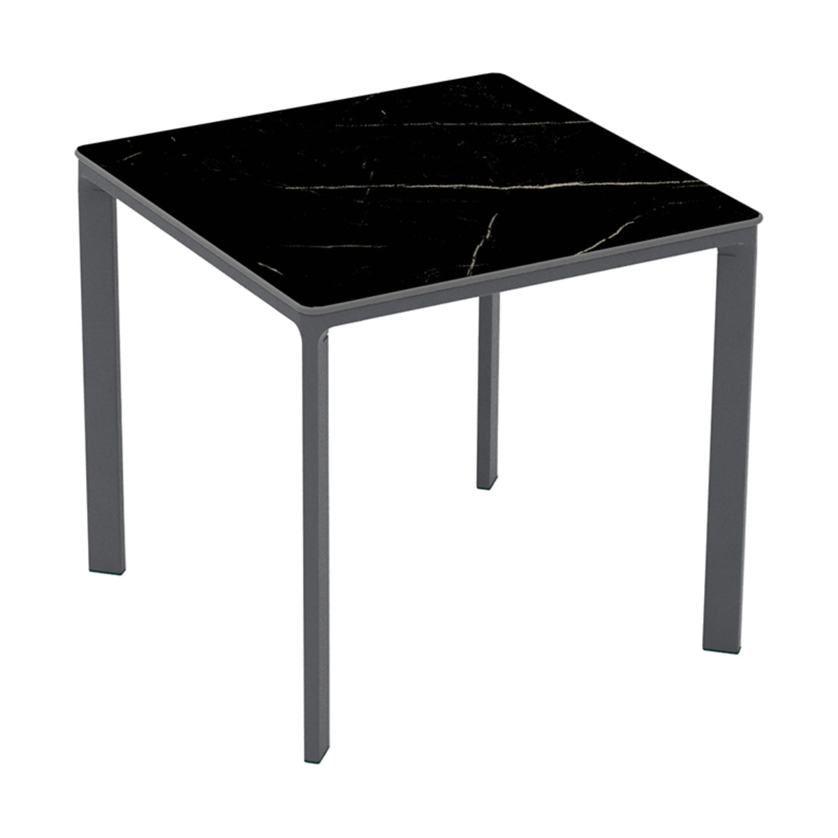 Table Meet Ezpeleta, structure anthracite, plateau marbre noir