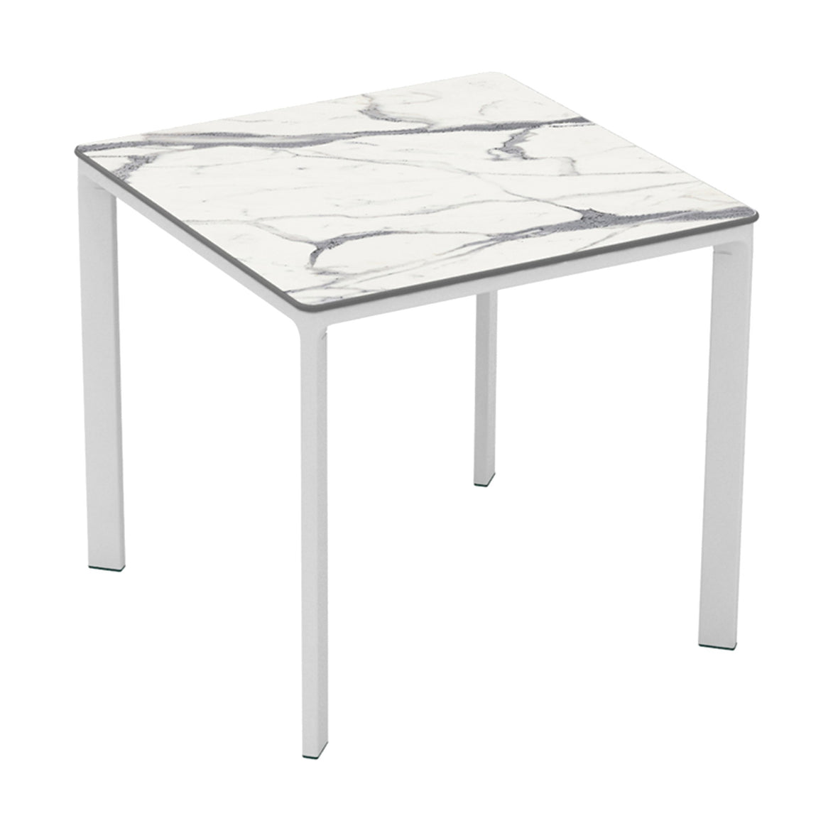 Table Meet Ezpeleta, structure blanc, plateau marbre blanc